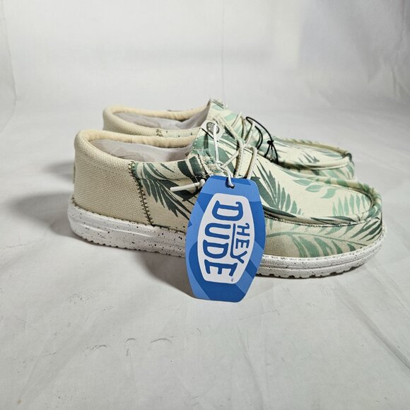 Hey Dude Wally Funk Psych Palm Shoes Men\'s Size 8 Light Gray/Celadon Green NWT